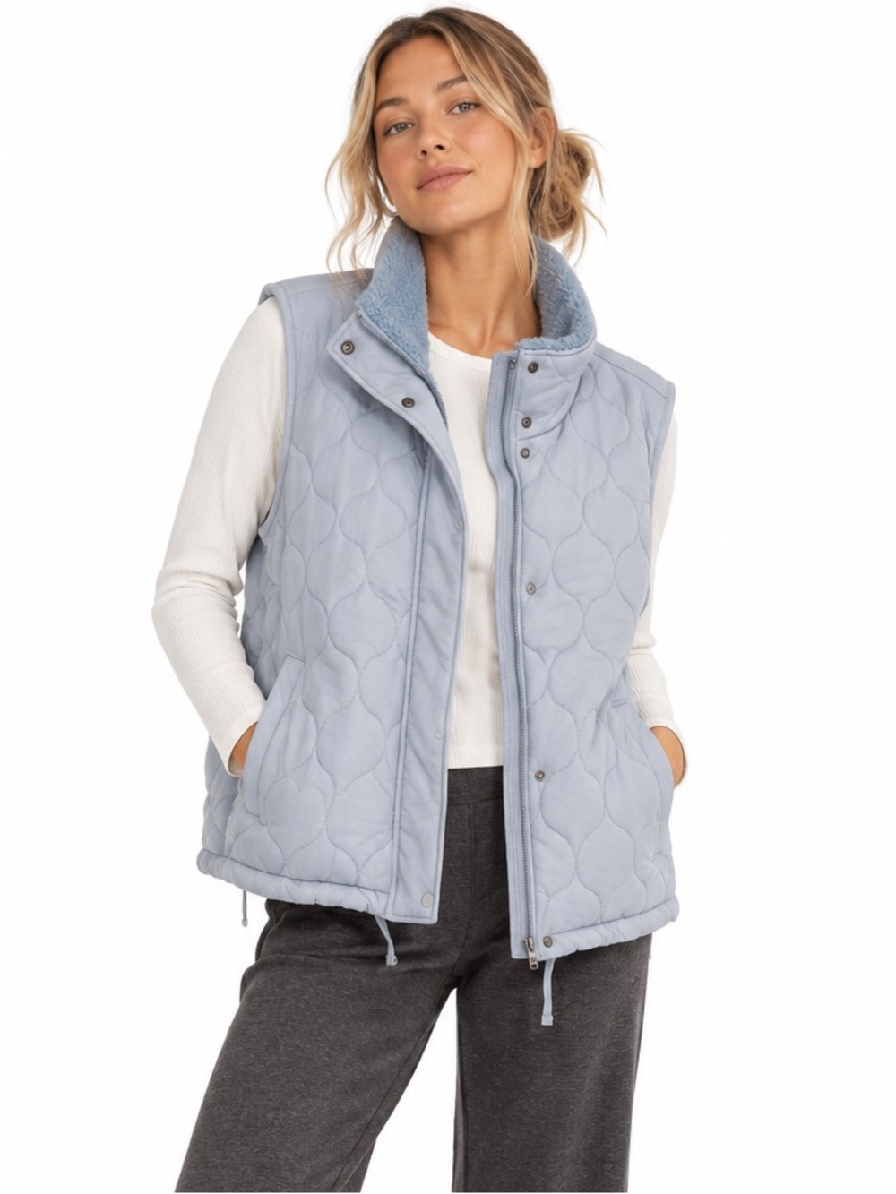 NWT Calia Carrie Underwood Quilted Vest - Grey Pearl